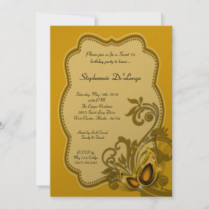 5x7 Jaune Masquerade Sweet 16 Invitation Anniversa