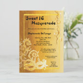 5x7 Jaune Masquerade Sweet 16 Invitation Anniversa (Debout devant)