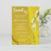 5x7 Jaune Masquerade Sweet 16 Invitation Anniversa (Debout devant)
