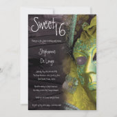 5x7 Jaune Masquerade Sweet 16 Invitation Anniversa (Devant)