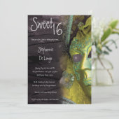 5x7 Jaune Masquerade Sweet 16 Invitation Anniversa (Debout devant)