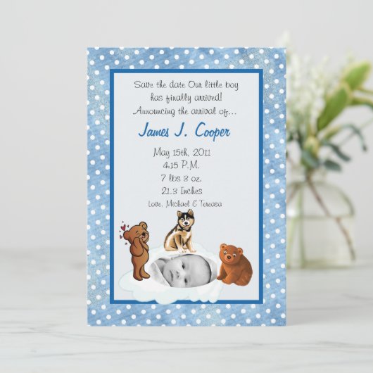 5x7 Jongen Circle PHOTO over 'Cloud Birth'-aankond Kaart (Staand voorkant)