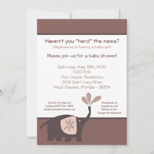 5x7 Jote Purple Elephant Baby shower Invitation