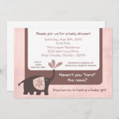 5x7 Jote Purple Elephant Baby shower Invitation (Devant / Derrière)