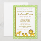 5x7 Jungle Lion Boy TWINS Baby shower Invitation (Devant / Derrière)