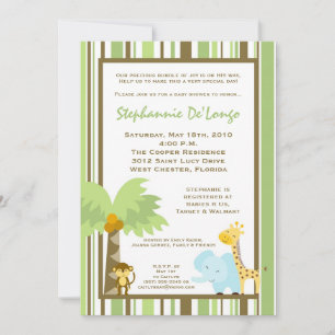 5x7 Jungle Safari Invitation Baby shower animal