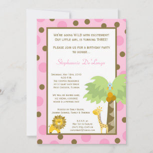 5x7 Jungle Safari Zoo Animaux Invitation Anniversa