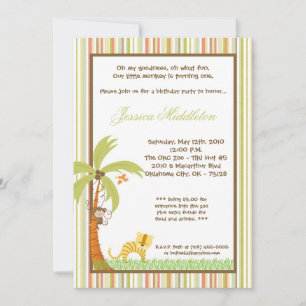 5x7 Jungle Safari Zoo Anniversaire Fête Invitation