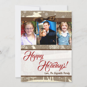 5x7 Kerst Burlap Herten Doe Buck FOTOKAART Feestdagenkaart