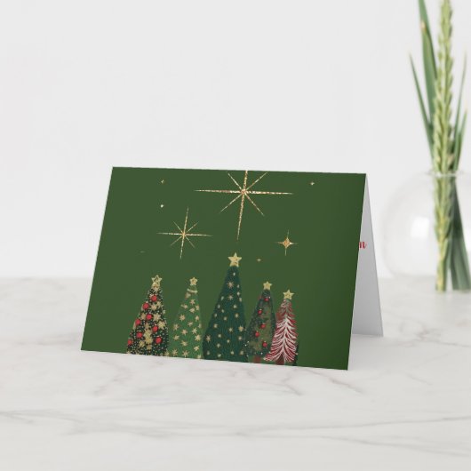 5x7 kerst Kaart – Feestelijke kerstbomen (Voorkant)