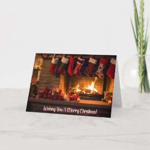 5x7 kerst Kaart – Gezellige open haard en kousen