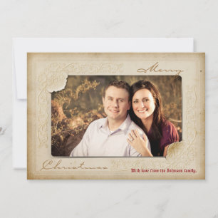 5x7 kerst XMAS  oud papier fotokaart Feestdagenkaart