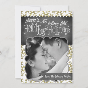 5x7 KERSTMIS Kerst Goud Sneeuwvlok Glitters FOTO K Feestdagenkaart
