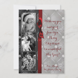 5x7 Kerstmis XMAS Diamant Pintuck FOTOkaart Feestdagenkaart