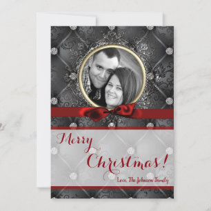 5x7 Kerstmis XMAS Diamant Pintuck FOTOkaart Feestdagenkaart