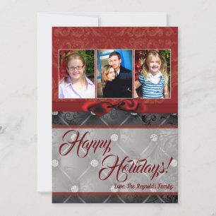 5x7 Kerstmis XMAS Diamant Pintuck FOTOkaart Feestdagenkaart