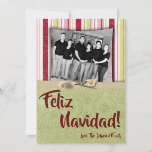 5x7 Kerstmis XMAS Groen Gestreepte Stoffen FOTOKAA Feestdagenkaart