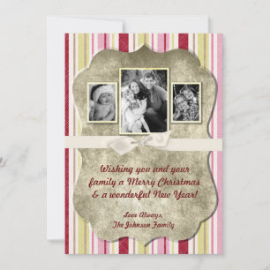 5x7 Kerstmis XMAS Groen Gestreepte Stoffen FOTOKAA Feestdagenkaart