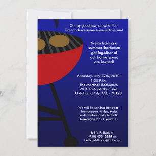 5x7 Kingof Grill Master Summer Barbecue Invitation Kaart