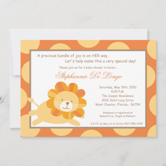 5x7 Koning van het Oerwoud Lion Baby shower Uitnod Kaart (Voorkant)