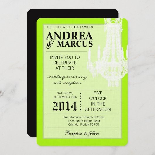 5x7 kristallen kroonluchter Glitz bruiloft uitnodi Kaart (Voorkant / Achterkant)