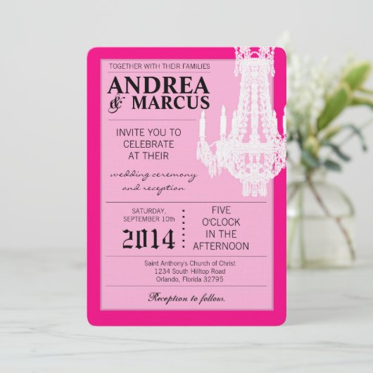 5x7 kristallen kroonluchter Glitz bruiloft uitnodi Kaart (Staand voorkant)