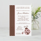 5x7 Lady Bug Pink PolkaDot Baby shower Invitation (Debout devant)