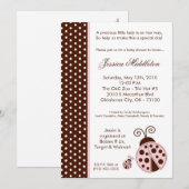 5x7 Lady Bug Pink PolkaDot Baby shower Invitation (Devant / Derrière)