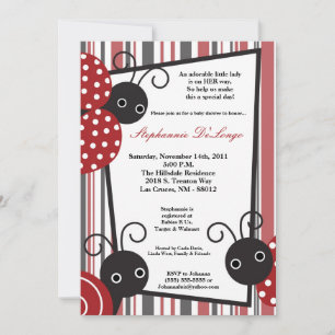 5x7 Lady Bug Spring Insect Invitation Baby shower