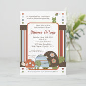 5x7 Laguna Turtle Frog Bee Baby shower Invitation (Debout devant)