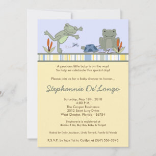 5x7 Leap Frog Turtle Bee Baby shower Invitation Kaart