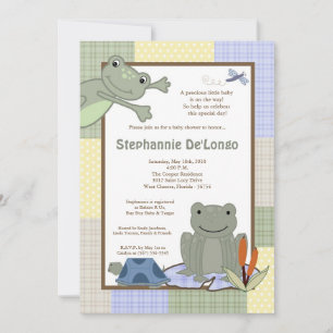 5x7 Leap Frog Turtle Bee Baby shower Invitation Kaart