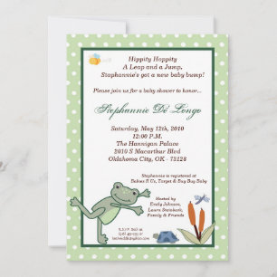 5x7 Leap Frog Turtle Pond Baby shower Invitation Kaart