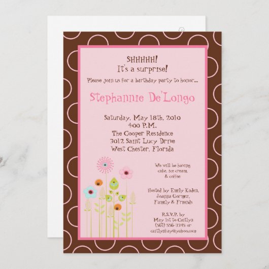 5x7 Lente Tijd Bloem Verjaardag Party Uitnodiging (Voorkant / Achterkant)