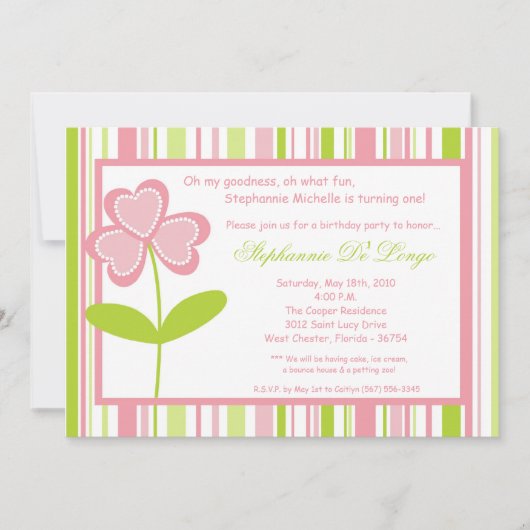 5x7 Lente Tijd Bloem Verjaardag Party Uitnodiging (Voorkant)