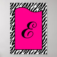 5x7 LETTRE Mur Art rose chaud Poster de animal Zèb
