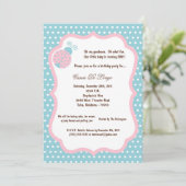 5x7 Light Blue Lady Bug Anniversaire Invitation de (Debout devant)
