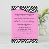 5x7 Light Pink Zebra Print Baby shower Uitnodiging (Staand voorkant)