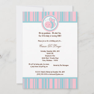 5x7 Light Rose Bumble Bee Anniversaire Invitation 