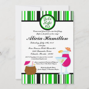 5x7 Lime Green Cocktails Bachelorette Invitation