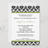 5x7 Lime Green Damask Birthday Party Invitation Kaart (Voorkant)