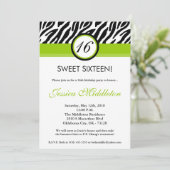 5x7 Lime Green Zebra 16th Birthday Invitation Kaart (Staand voorkant)