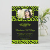 5x7 Lime Green Zebra Print Quinceanera Uitnodiging (Staand voorkant)