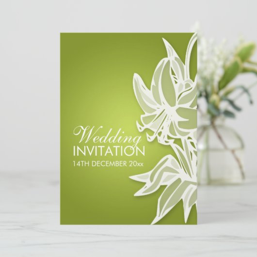 5x7 Lime Lily Bouquet Élégant Mariage Invitation (Debout devant)
