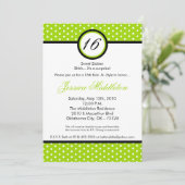 5x7 Lime White Polka Dot 16e Invitation anniversai (Debout devant)