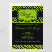 5x7 Lime Zebra Imprimer Invitation de fête d'anniv (Devant / Derrière)
