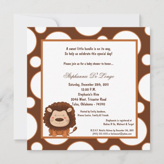 5x7 Lion Pok-a-Dot Baby shower Kaart (Voorkant)