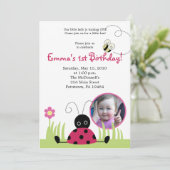 5x7 Little Ladybug *PHOTO* Spring Birthday Kaart (Staand voorkant)