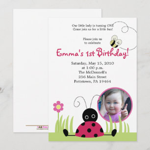 5x7 Little Ladybug *PHOTO* Spring Birthday Kaart