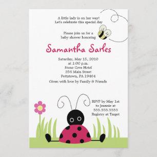 5x7 Little Ladybug Spring Baby shower Invitation Kaart